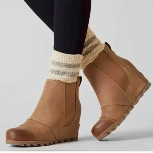 Sorel Womens Lea Wedge Booties in Elk Curry size 8.5 - Picture 1 of 9